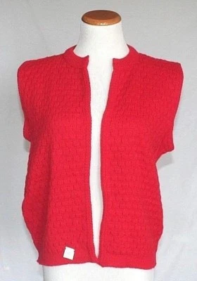 Vintage Sweater Vest Montgomery Ward Size 8 Medium Cardigan Knit Cable Red NOS - Image 1 of 3