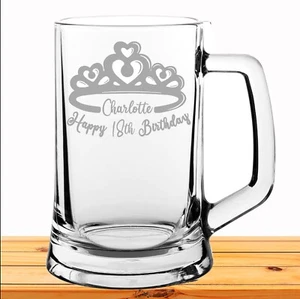 Personalised Engraved Tankard Glass Gift Birthday Present 18th 30th 40th 50th - Picture 1 of 1