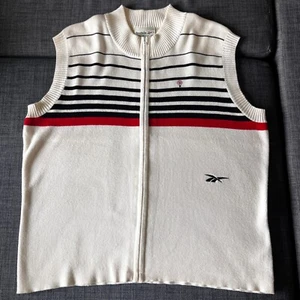 Vintage Reebok Golf Vest Full Zip Sleeveless Knit Striped Golfing Top Size XL - Picture 1 of 10