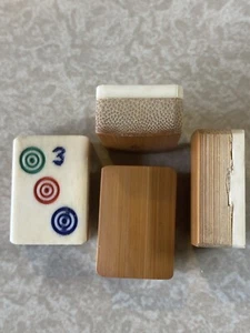 Vintage Mahjong Tiles: Bone & Bamboo: 1 Replacement Tile (3 Dot/Ball) - Picture 1 of 1