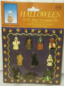 Halloween Mini Ornament Set Ghost,witch ,cat ,bat . 2Packs For The Price Of One! - Picture 1 of 1