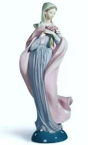 Neu Lladro Unsere Liebe Frau mit Blumen #5171 Gottesmutter Boquet 12,5" große Figur - Bild 1 von 4