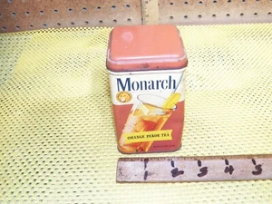 Vintage MONARCH Orange Pekoe Tea Metal Tin 4 oz - Lion Logo - Picture 1 of 8