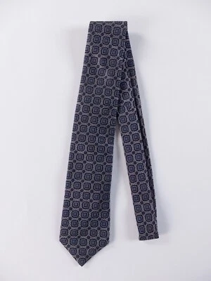 BRUNELLO CUCINELLI corbata de seda tejida motivo cuadrado gris auténtica Italia Foto 1 de 4