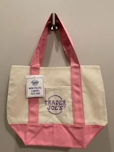 NWT Trader Joe's Pastel Mini Canvas Tote Bags 2025 pink - Picture 1 of 2