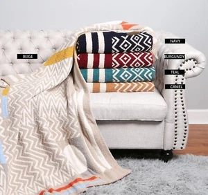 ComfyLuxe Geometric Pattern Throw Blanket - Picture 1 of 17