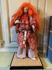 Doll White Lion Man Nishi Kabuki Dance Silk Doll Vtg. 17? Tall Long Orange Hair