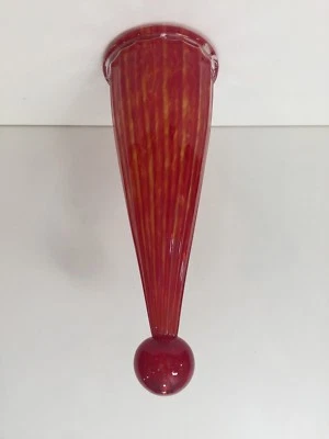 Murano Bavai Conicity Art Glass Red & Yellow Pendant Light Shade, 13 1/2" Tall - Image 1 of 4