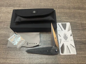 Kizer Dagger Blade Folding Knife, Carbon Fiber Handles Titanium Bolster Ki4513A2 - Picture 1 of 4