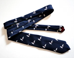 NY Stock Exchange Men's 1970s Vintage Tie Navy Blue White Bear & Bull 56" x 3" - Bild 1 von 6