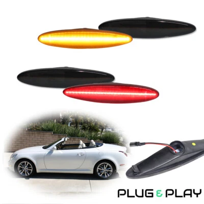 4PC Smoked Front & Rear Bumper Side Marker Lights Set Pair For 02-10 Lexus SC430 - Image 1 of 4