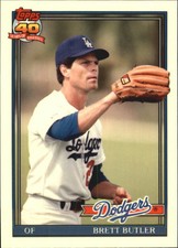 1991 Topps Traded Tiffany Los Angeles Dodgers Baseball Card #15T Brett Butler