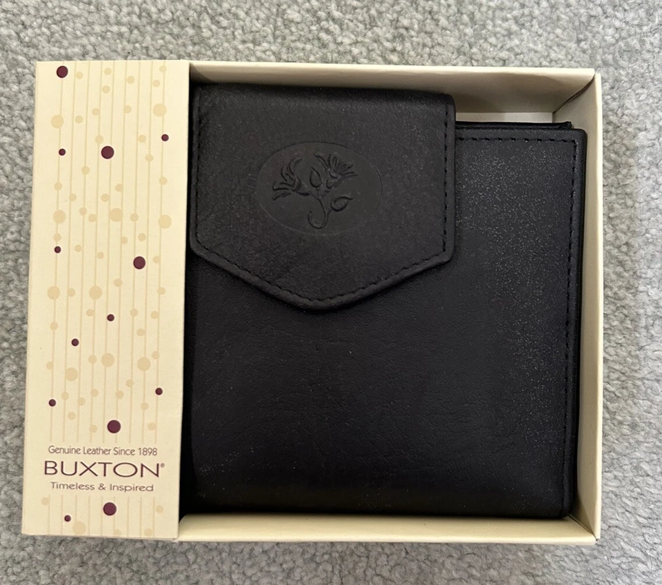 Buxton Black Leather Purse / Wallet New In Box - Image 1 of 4