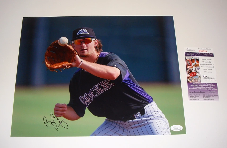 Brendan Rodgers Colorado Rockies Signed Color 11x14 In Action photo JSA CERT - Image 1 of 1