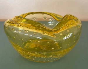 VTG Vibrant Yellow Carl Erickson MCM Controlled Bubble Bowl/Ashtray 5.25”Dia - Picture 1 of 4