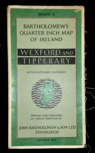 WEXFORD & TIPPERARY (1953) Bartholomew Quarter Inch Map of Ireland/Irish Sheet 3 - Picture 1 of 4