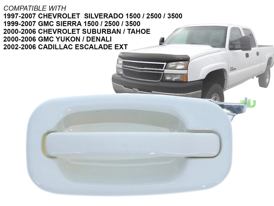 Manija de puerta exterior trasera blanca para conductor Silverado Sierra 99-07 izquierda 5029899GAZ Foto 1 de 4