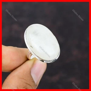 Anello solitario argento sterling pietra di luna arcobaleno gioiello misura tutte le dimensioni - Foto 1 di 6