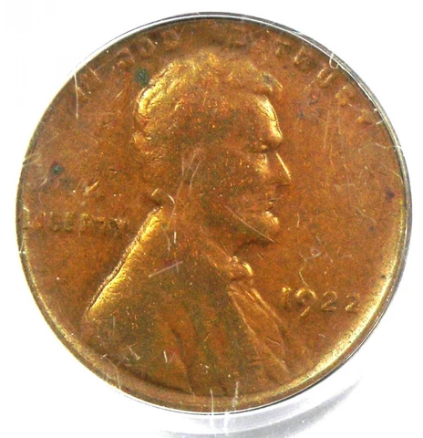 1922 No D "Plain" Lincoln Wheat Cent Penny 1C Weak Reverse - Certified PCGS F15 Cover