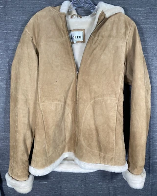 Adler Collection Jacket Coat Womens Small Fitted Tan Faux Fur Lined - Image 1 of 4