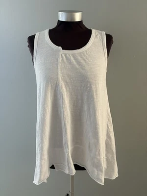 HABITAT Tank Top Size S White Asymmetrical Lagenlook Coastal Lightweight Oversiz - Image 1 of 4