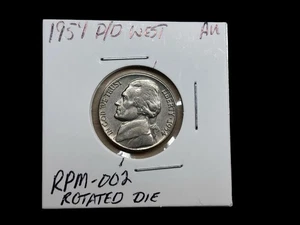 1954 D Jefferson Nickel - Die Rotation Error Plus RPM-002 D/D - Picture 1 of 11