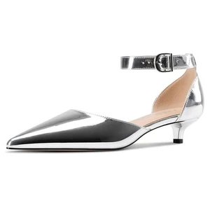 Sandalias de tacón bajo con correa en el tobillo Aachcol Kitten zapatos de vestir talla 12 - Imagen 1 de 3