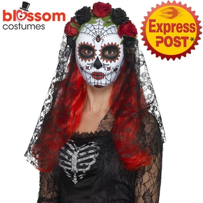 AC165 Day of the Dead Mexican Senorita Full Mask Halloween Sugar Skull Costume - image 1 of 2