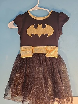 DC Comics Batgirl Batman Deluxe Costume Black Gold w/ Sequins Child Size S - Image 1 of 4