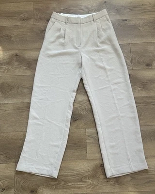 Calça Aritzia Wilfred Effortless 10 de altura nova com etiquetas bege areia cintura alta plissada frontal - Imagem 1 de 4