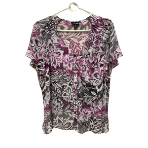 Blusa East 5th para dama púrpura y negra con botones talla XL  - Imagen 1 de 16