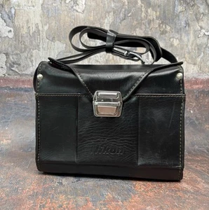 VTG Nikon SLR Camera & Lenses Faux Vintage Black Leather Hard Case - Picture 1 of 9