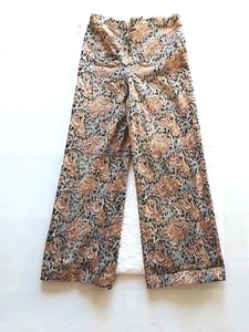 Pantaloni HAVER BLAIR London taglia M crop gamba larga floreale casual vita larga elastica  - Foto 1 di 8