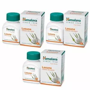 3 Packs X Himalaya Herbals LASUNA Pure Garlic 60 Tablets, FREE SHIP - Picture 1 of 2