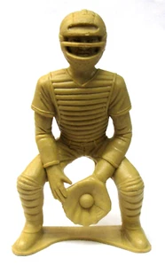 vintage BASEBALL CATCHER 4" FIGURE tan vinyl plastic MPC Payton Marx Playset - Picture 1 of 5