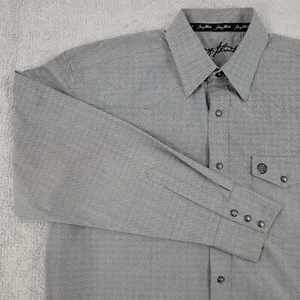 George Strait Mens Shirt Size Large Gray Western Style Pearl Snap Logo L/S - Picture 1 of 10