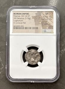 (c18-35 AD) Roman Empire TIBERIUS AR Denarius “Silver Tribute Penny”