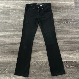 Jeans denim neri Parasuco taglia 27 perline accento leone tacco elasticizzato - Foto 1 di 12