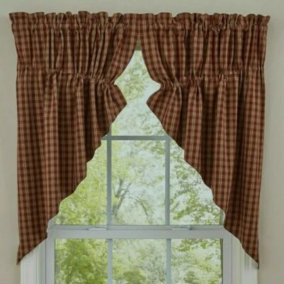 Window Curtain Gathered Swag Pair 36"L - Sturbridge in Wine by Park Designs - Image 1 of 2