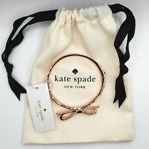 Kate Spade New York Love Notes Bracelet Rose Gold-Tone Bow Hinged Dust Bag
