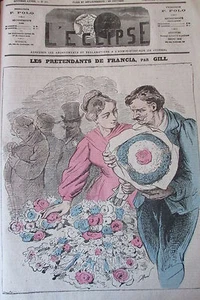 PRETENDANTS DE FRANCE CARICATURE GILL JOURNAL SATIRIQUE L'ECLIPSE N° 361 de 1875 - Picture 1 of 1