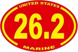 3 X 4.5 PEGATINAS DE EURO OVALADAS CUERPO DE MARINES DE ESTADOS UNIDOS 26.2 MARATÓN USMC - Imagen 1 de 1