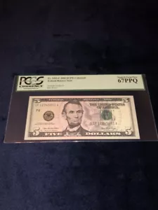 FR 1993-F 2006 $5 FW FRN ATLANTA, GA “LADDAR SERIAL #IF12345651A” PCGS UNC-67PPQ - Picture 1 of 2