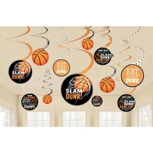 Basketball Party Supplies Spiral Hanging Swirl Decorations (12 Pieces) - Picture 1 of 1