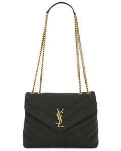 SAINT LAURENT Loulou Small $2590 Dark Vert Fonce Wool Shoulder Bag New - Picture 1 of 6