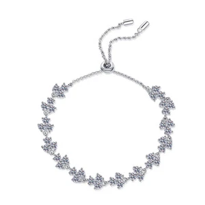Brazalete Tenis Moissanita Blanco Corte Redondo Real 4.2CT Oro Blanco 14K Sobre Plata - Imagen 1 de 8