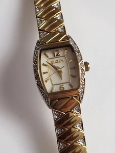 Orologio Donna Vintage Elgin EG571 Tono Oro, Cristalli Austriaci, Fibbia Gioielli - Foto 1 di 7