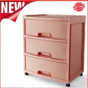 3 Drawer Wide Plastic Storage Cart W/ Wheels Office/home Mobile Filing Cabinet - Picture 1 of 5