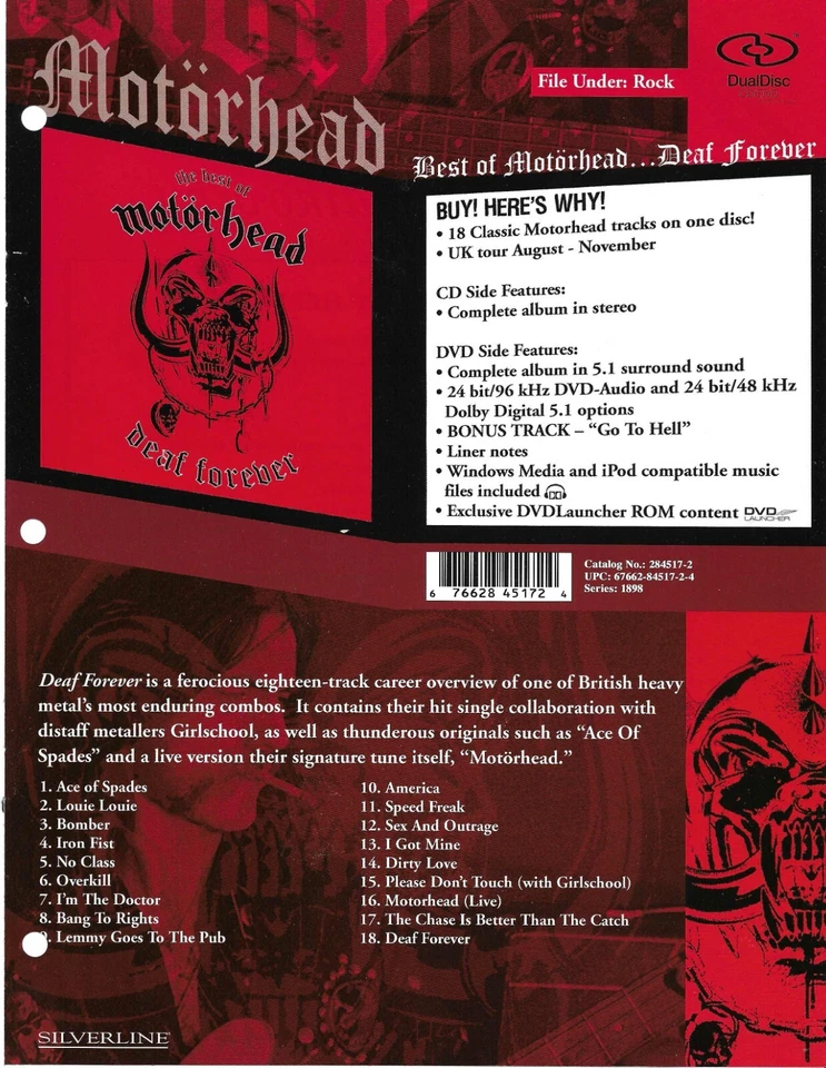 Póster de anuncio comercial promocional Motorhead raro de colección 2005 para CD para sordos 8,5x11 como nuevo Foto 1 de 1