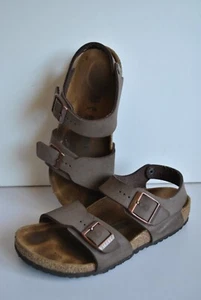 Brown textile two strap unisex MILANO slider sandals size 1 (EU 33) Birkenstock - Picture 1 of 7